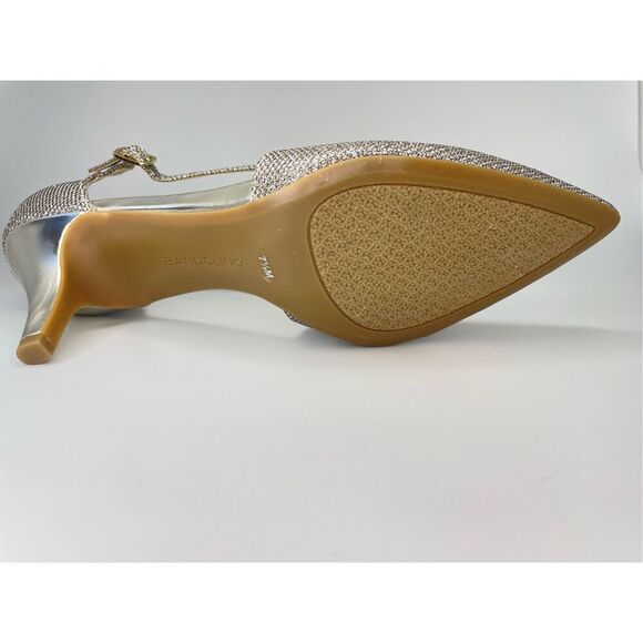 Bandolino Women's Zeffer Detail Dress Pumps Gold Fabric Stiletto Heels NWT 7.5 M - Picture 8 of 10